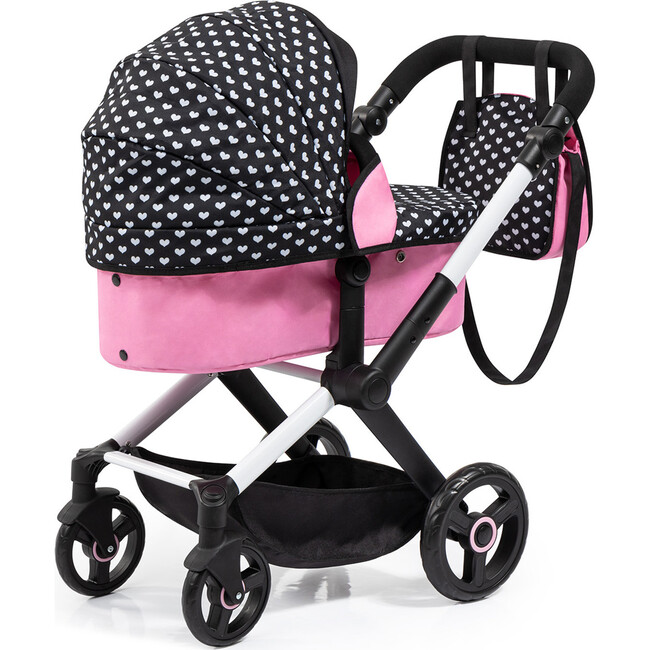 Bayer Design Dolls: Pram Xeo - Hearts Black & Pink - Doll Accessories - 4