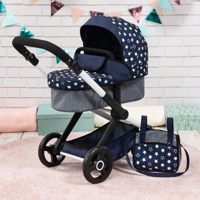 Bayer Design Dolls: Pram Xeo - Blue & White Stars - Doll Accessories - 2
