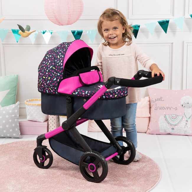 Bayer Design Dolls: Pram Xeo - Shapes Navy & Pink - Doll Accessories - 6