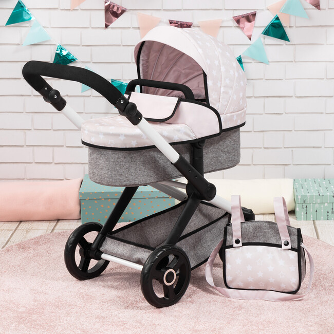 Bayer Design Dolls: Pram Xeo - Gray & White Stars - Doll Accessories - 2