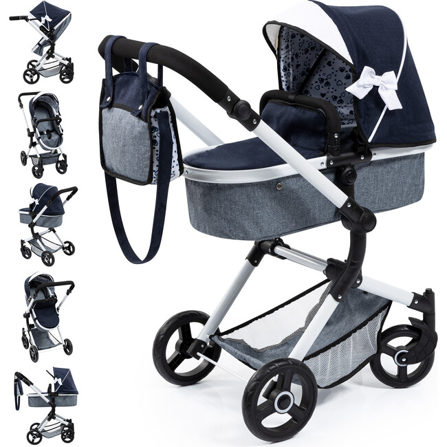 Bayer Design Dolls: Pram Neo Vario - Blue, Grey, White - Doll Accessories - 3