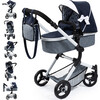 Bayer Design Dolls: Pram Neo Vario - Blue, Grey, White - Doll Accessories - 3