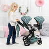 Bayer Design Dolls: Pram Xeo Twin - Green & White Stars - Doll Accessories - 4