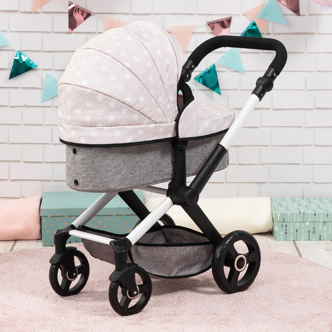 Bayer Design Dolls: Pram Xeo - Gray & White Stars - Doll Accessories - 3