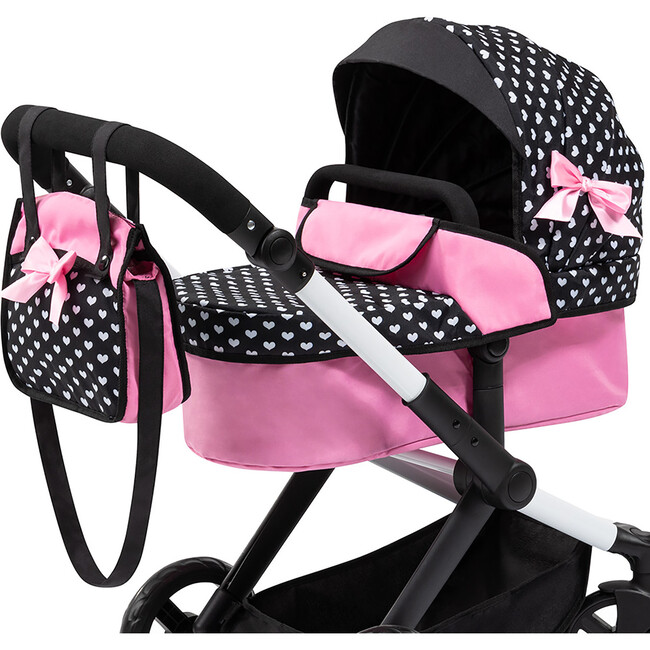 Bayer Design Dolls: Pram Xeo - Hearts Black & Pink - Doll Accessories - 7