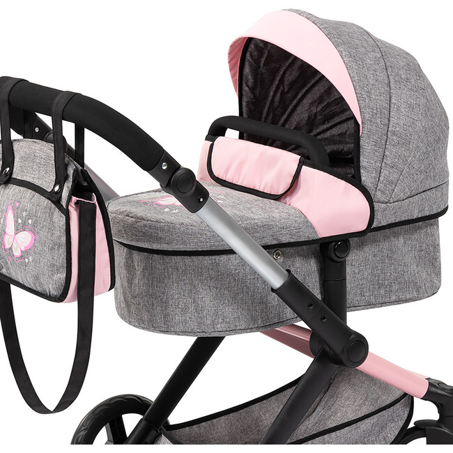 Bayer Design Dolls: Pram Xeo - Butterfly Grey & Pink - Doll Accessories - 7