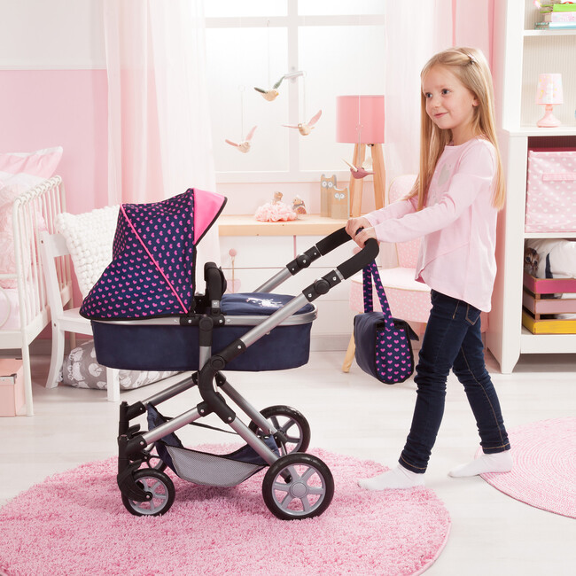 Bayer Design Dolls: Pram Neo City - Blue & Pink - Doll Accessories - 6