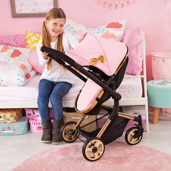 Bayer Design Dolls: Pram Neo Vario - Pink, Black, Gold - Doll Accessories - 5
