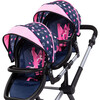 Bayer Design Dolls: Xeo Twin Pram - Stars Navy & Pink - Doll Accessories - 7