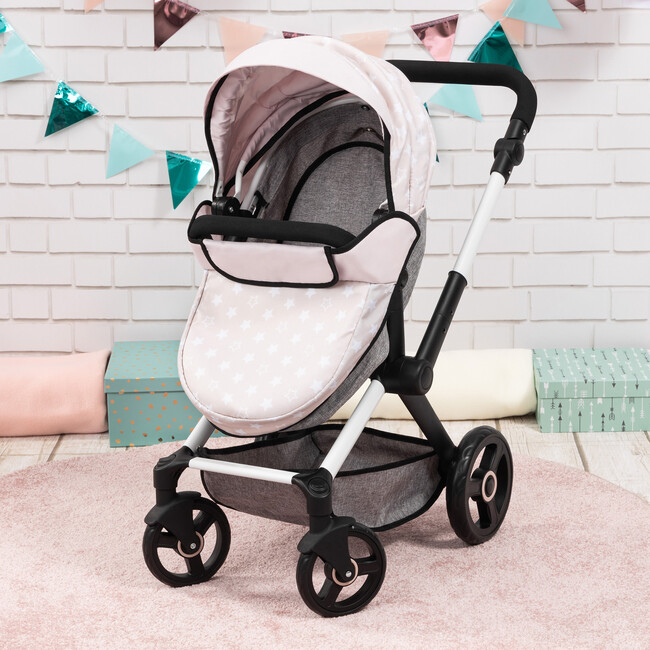 Bayer Design Dolls: Pram Xeo - Gray & White Stars - Doll Accessories - 5