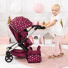 Bayer Design Dolls: Pram Xeo - Burgundy, White Stars, Unicorn - Doll Accessories - 6