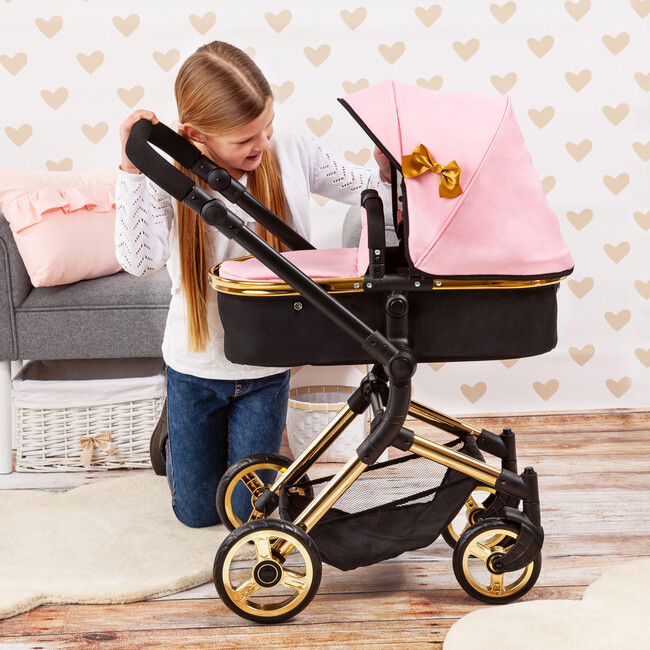 Bayer Design Dolls: Pram Neo Vario - Pink, Black, Gold - Doll Accessories - 6
