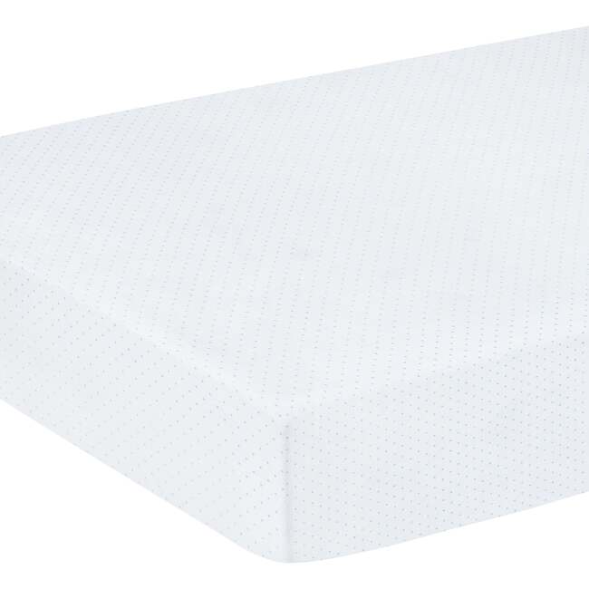 Pima Crib Sheet, Blue Micro Dot