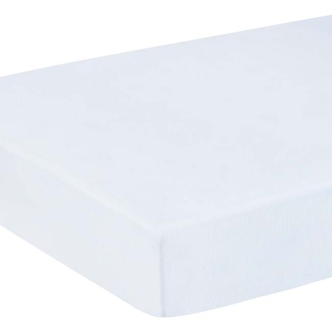 Pima Crib Sheet, Light Blue Signature Stripe