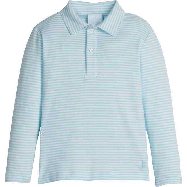 Long Sleeve Polo, Sky Stripe