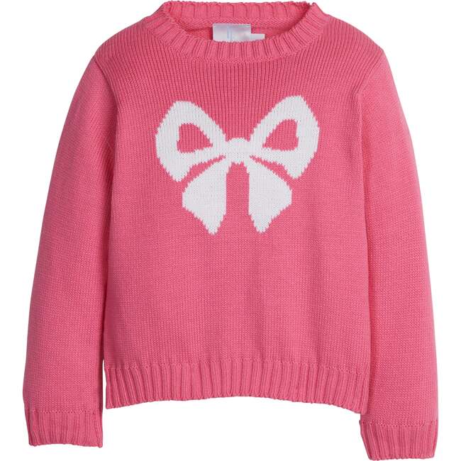 Intarsia Sweater, Hot Pink Bow