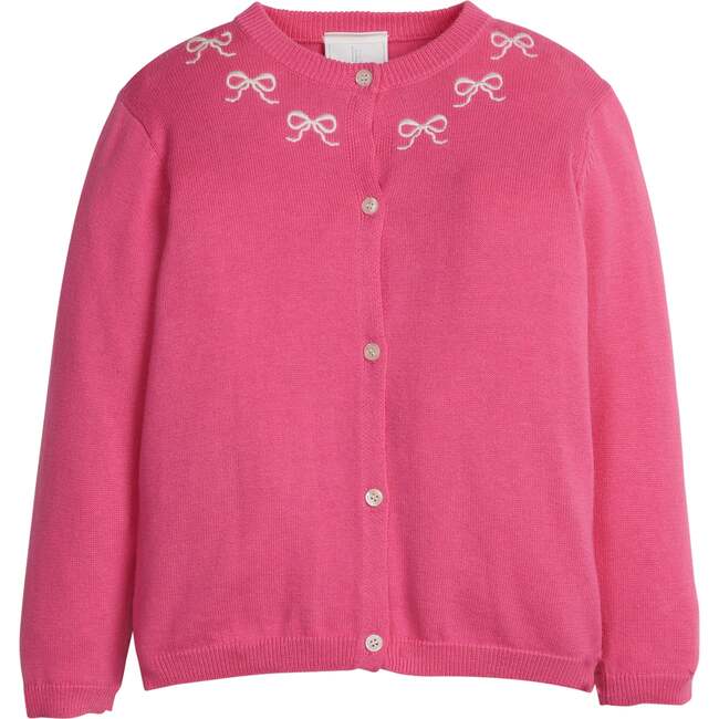 Embroidered Essential Cardigan, Pink Bows