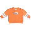 Cozy Drop Sleeve Sweatshirt with Varsity Stripes, Orange Football - Sweatshirts - 1 - thumbnail
