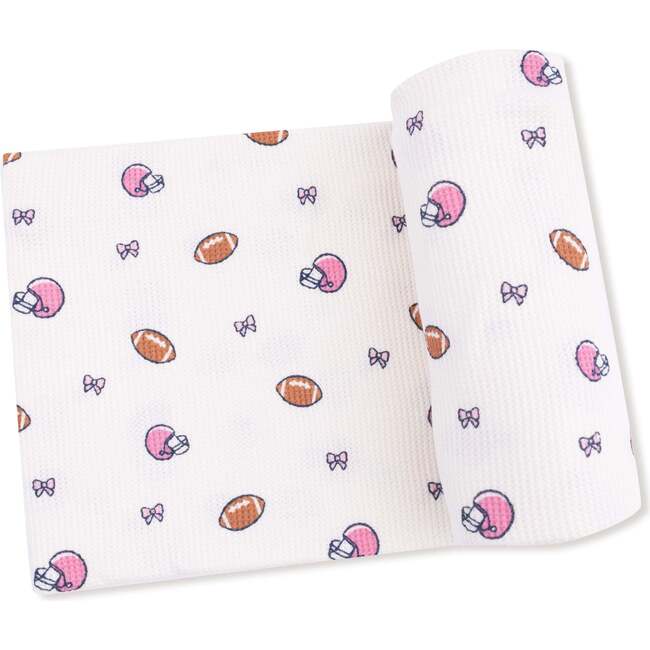 Waffle Swaddle Blanket, Girl Football