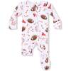 2 Way Waffle Zipper Footie, White Football - Footie Pajamas - 1 - thumbnail