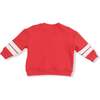 Cozy Drop Sleeve Sweatshirt with Varsity Stripes, Red - Sweatshirts - 2
