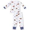 Long Sleeve Loungewear Set, White Football - Mixed Apparel Set - 1 - thumbnail
