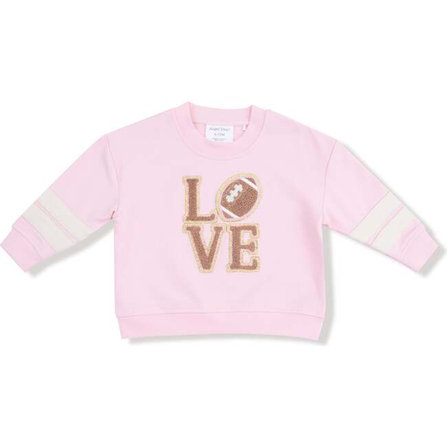 Cozy Drop Sleeve Sweatshirt with Varsity Stripes, Pink