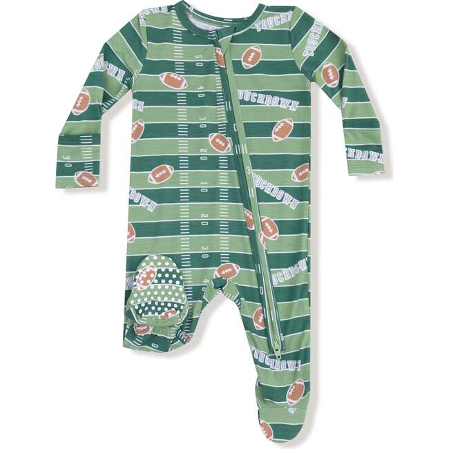 2 Way Zipper Footie, Green Football