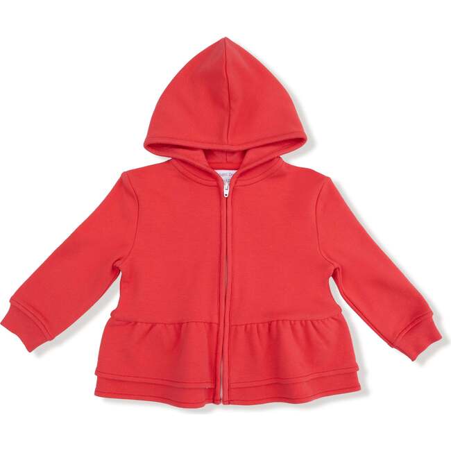 Zip Peplum Hoodie, Red