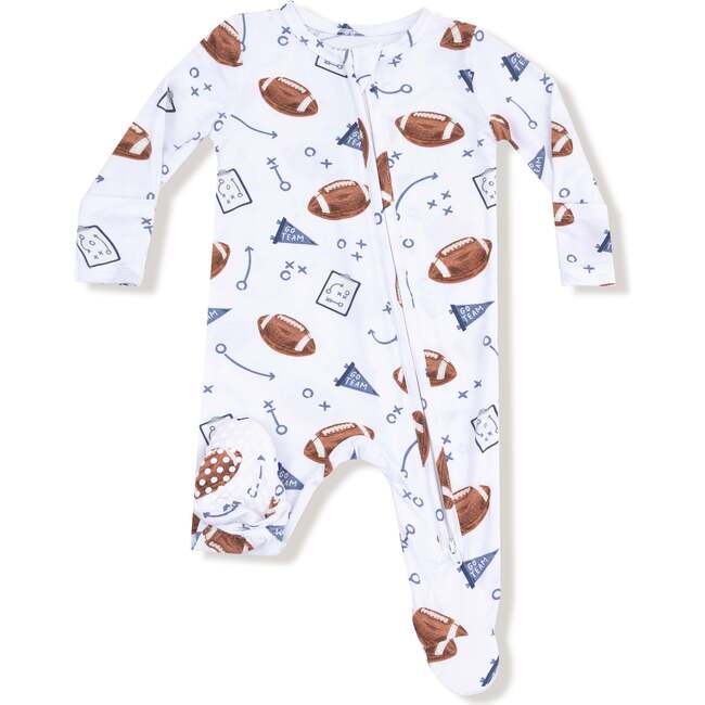 2 Way Zipper Footie, White Football