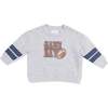 Cozy Drop Sleeve Sweatshirt with Varsity Stripes, Game Day Grey - Sweatshirts - 1 - thumbnail
