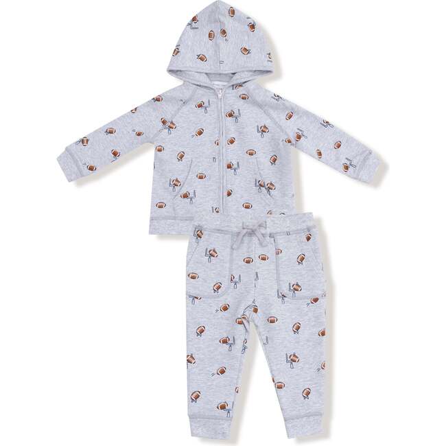 Zip Hoodie and Jogger Set, Grey Football