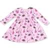 Twirly Long Sleeve Dress, Pink Football - Dresses - 3