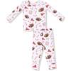 Long Sleeve Waffle Loungewear Set, White Football - Mixed Apparel Set - 1 - thumbnail