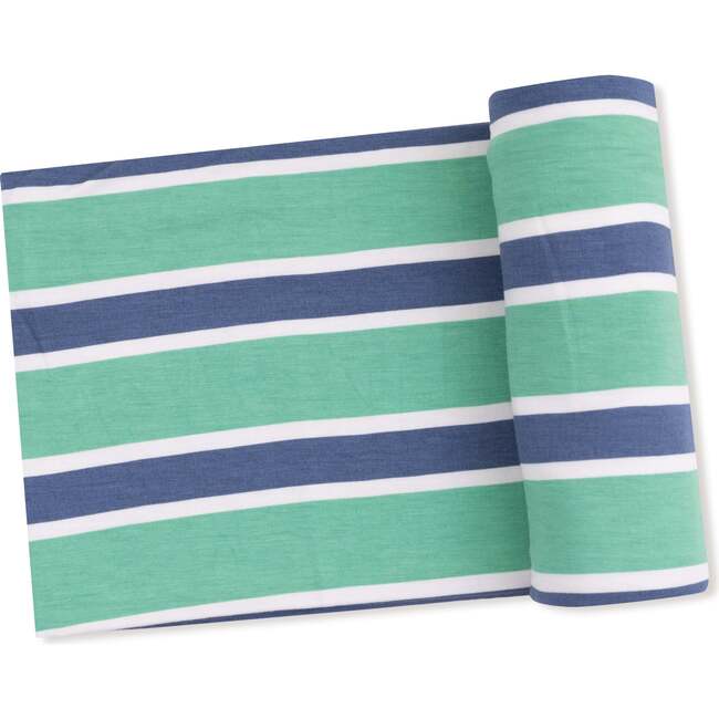 Swaddle Blanket, Green/Blue Stripe