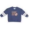 Cozy Drop Sleeve Sweatshirt with Varsity Stripes, Game Day Navy - Sweatshirts - 1 - thumbnail