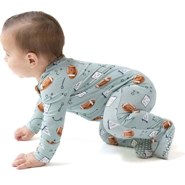 2 Way Zipper Footie, Sage Football - Footie Pajamas - 2