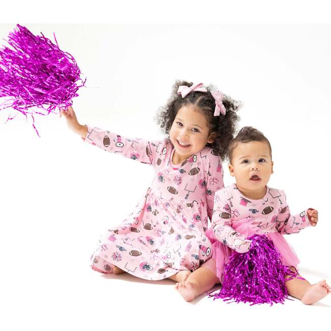 Long Sleeve Tutu Bodysuit, Pink Football - Dresses - 2