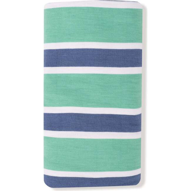Swaddle Blanket, Green/Blue Stripe - Swaddles - 2