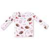 Long Sleeve Waffle Loungewear Set, White Football - Mixed Apparel Set - 2
