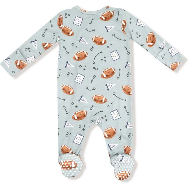 2 Way Zipper Footie, Sage Football - Footie Pajamas - 3