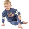 Cozy Drop Sleeve Sweatshirt with Varsity Stripes, Game Day Navy - Sweatshirts - 2