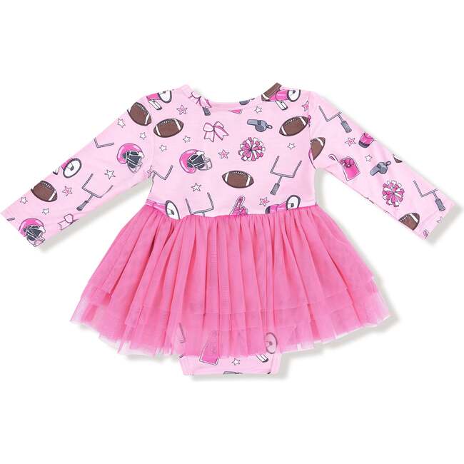 Long Sleeve Tutu Bodysuit, Pink Football - Dresses - 3
