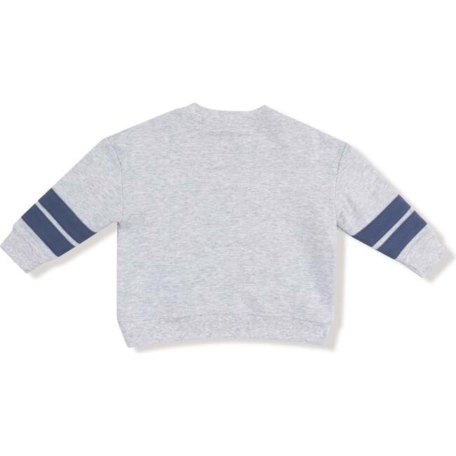 Cozy Drop Sleeve Sweatshirt with Varsity Stripes, Game Day Grey - Sweatshirts - 3