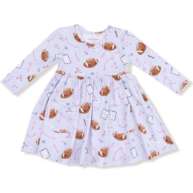 Twirly Long Sleeve Dress, Lilac Football