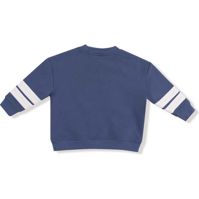 Cozy Drop Sleeve Sweatshirt with Varsity Stripes, Game Day Navy - Sweatshirts - 3