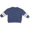 Cozy Drop Sleeve Sweatshirt with Varsity Stripes, Game Day Navy - Sweatshirts - 3