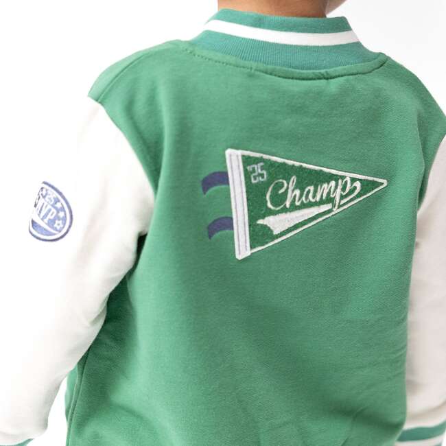 Letterman Jacket, Green/White - Jackets - 2