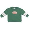 Cozy Drop Sleeve Sweatshirt with Varsity Stripes, Green Football - Sweatshirts - 1 - thumbnail