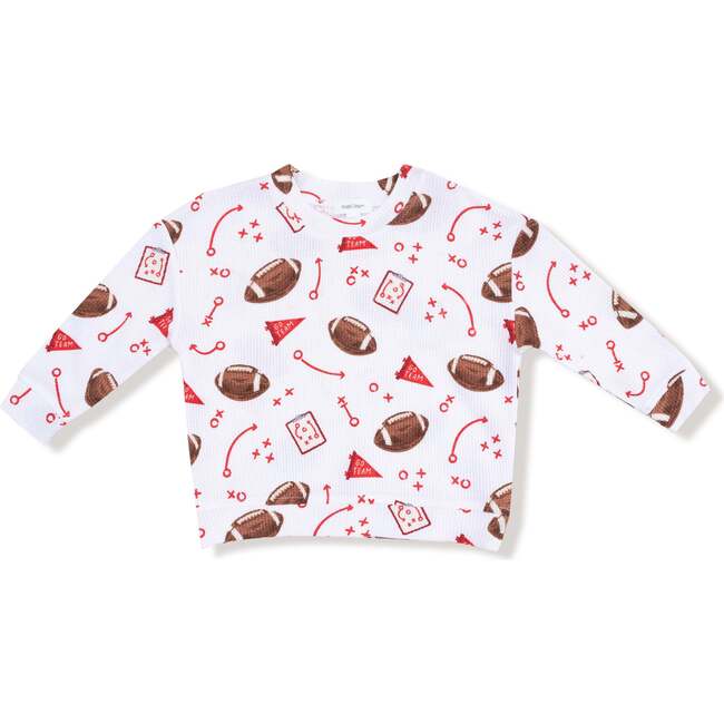 Waffle Drop Sleeve Shirt with Pocket, White Football